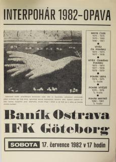 Program  TJ Banik Ostrava vs. IFK Goteborg, 1982