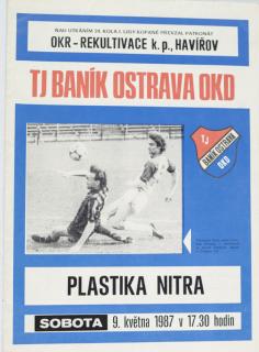Program  TJ Banik Ostrava vs. Plastika Nitra, 1987