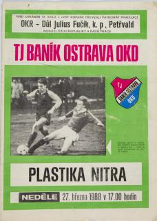 Program  TJ Banik Ostrava vs. Plastika Nitra, 1988