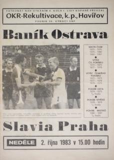 Program TJ Baník Ostrava vs. Slavia Praha IPS, 1983 velký formát