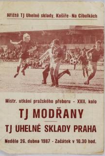 Program TJ Modřany v. TJ Uhelné sklady Praha, 1987