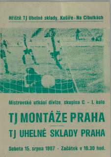 Program TJ Montáže Praha v. TJ Uhelné sklady Praha, 1987