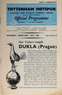 Program Tottenham Hotspur v. Dukla Praha, 1962