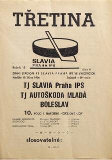 Program Třetina,  TJ Slavia Praha, hokej, 1986/1987