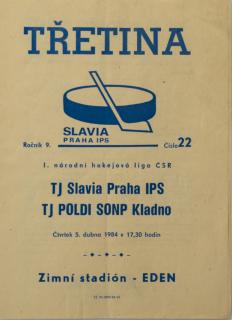 Program Třetina,  TJ Slavia Praha v. TJ Poldi SONP Kladno, 1984
