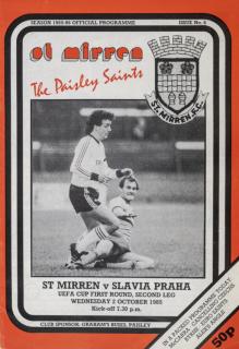 Program UEFA,  St. Mirren v. Slavia Praha, 1985