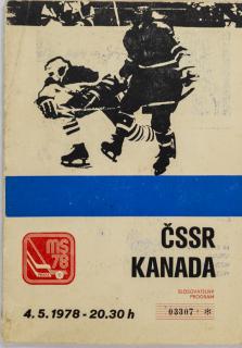 Program utkání ČSSR v. Kanada, MS 1978 Hokej II