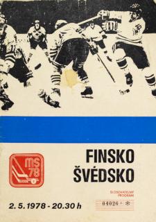Program utkání Finsko v. Švédsko , MS 1978 Hokej