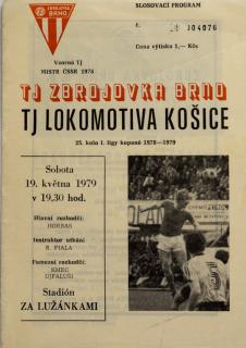 Program  Zbrojovka Brno v. TJ Lokomotiva Košice, 1978-79