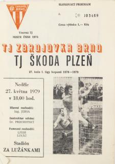 Program  Zbrojovka Brno v. TJ Škoda Plzeň, 1979