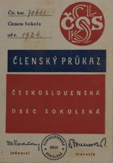 Průkaz Československé obce sokolské 1924