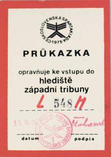 Průkazka Československá spartakiáda 1975