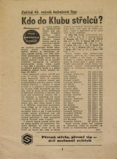 Prvoligový servis čtenářům Sportu, hokej, 1987/1988