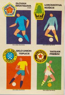 Sada nálepek na sirky, fotbal, 1968,  4 ks