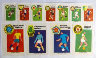 Sada nálepek na sirky, fotbal, 1968 arch , 11 ks