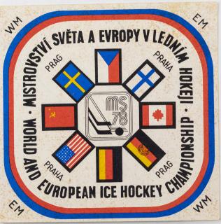 Samolepka  1978, MS Hokej Praha , bílá II