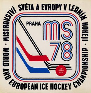 Samolepka  1978, MS Hokej Praha , bílá