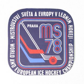 Samolepka  1978, MS Hokej Praha , modrá
