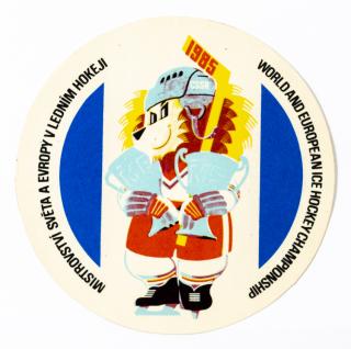 Samolepka  1985, MS Hokej Praha , maskot