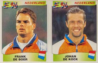 Samolepka, kartička Paniny, Euro 96, Frank de Boer, Johan de Kock, NL