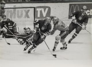 Sportovní fotografie, ČSSR v. Švédsko, B. Ebermann