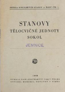 Stanovy Tělocvičné jednoty Sokol Jemnice, 1946