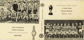 Tým Sparta ČKD v. Partizan Bělehrad, 1966  - reklama Klenoty