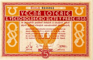 Věcná loterie X. všesokolského sletu v Praze 1938