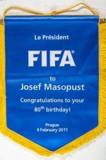Vlajka Le Président FIFA, to J. Masopust, 80 th Birthday