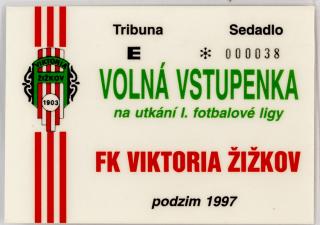 Volná vstupenka FK Viktoria Žižkov, podzim 1997