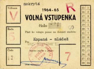Volná vstupenka vstupenka, Armádní středisko Dukla, 1964-65
