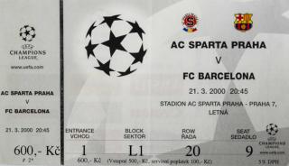 Vstupenka  AC Sparta v. Barcelona FC, CHL, 2000 (2)
