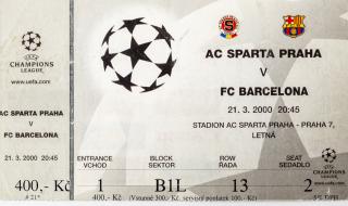 Vstupenka  AC Sparta v. Barcelona FC, CHL, 2000