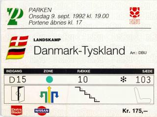 Vstupenka Danmark v. Tyskland, 1992