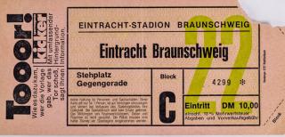 Vstupenka, Eintracht Braunschweig v. Slavia Prag, 1975