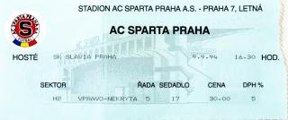 Vstupenka fotbal, AC Sparta Praha v. SK Slavia Praha, 1994