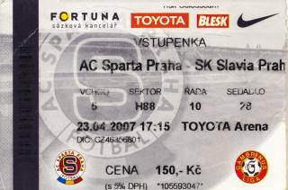 Vstupenka fotbal, AC Sparta Praha v. SK Slavia Praha, 2007