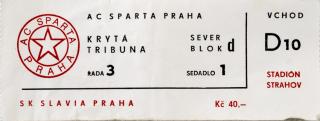 Vstupenka fotbal, AC Sparta Praha v. SK Slavia Praha, Strahov, 1994