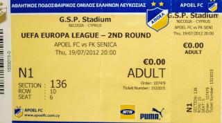 Vstupenka fotbal, Apoel FC v. FK Senica, UEFA 2012