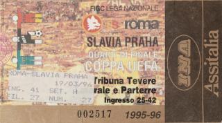 Vstupenka fotbal AS Roma vs. SK Slavia PRAHA, 1996 II