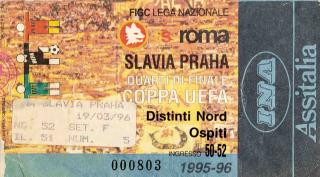 Vstupenka fotbal AS Roma vs. SK Slavia Praha, 1996 III