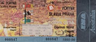Vstupenka fotbal AS Roma vs. SK Slavia PRAHA, 1996