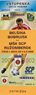 Vstupenka fotbal ,Belšina Bobruisk v. MŠK SCP Ružomberok, 2001