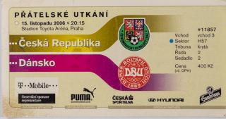 Vstupenka fotbal  Česká rep. v. Dánsko, 2006