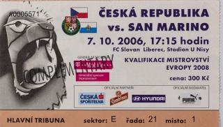 Vstupenka fotbal  Česká rep. v. San Marino, Q ME, 2006