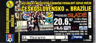 Vstupenka fotbal , Československo v. Brazílie, 1997