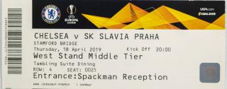 Vstupenka fotbal Chelsea v.SK Slavia Prague , 2019 (2)