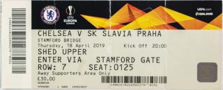 Vstupenka fotbal Chelsea v.SK Slavia Prague , 2019 (3)
