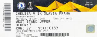 Vstupenka fotbal Chelsea v.SK Slavia Prague , 2019