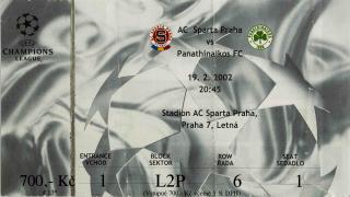 Vstupenka fotbal CHL, AC Sparta Praha v. Panathinaikos FC, 2002